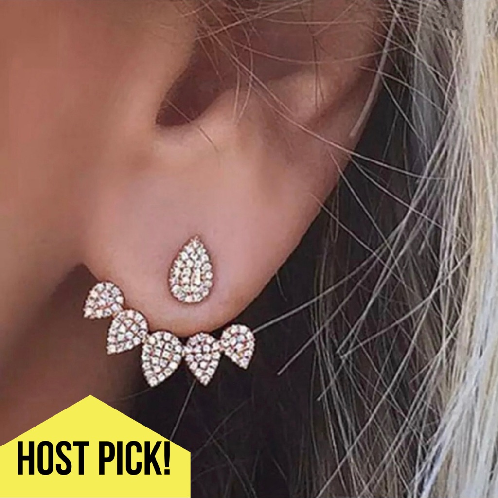 Hp New Crystal Front Back Stud Earrings